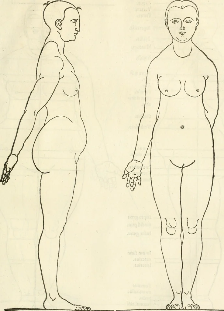 An illustration from Alberti Dvreri clarissimi pictoris et geometrae De symmetria partium humanorum corporum libri quatuor : è germanica lingua in latinam versi, 1557, leaf 180