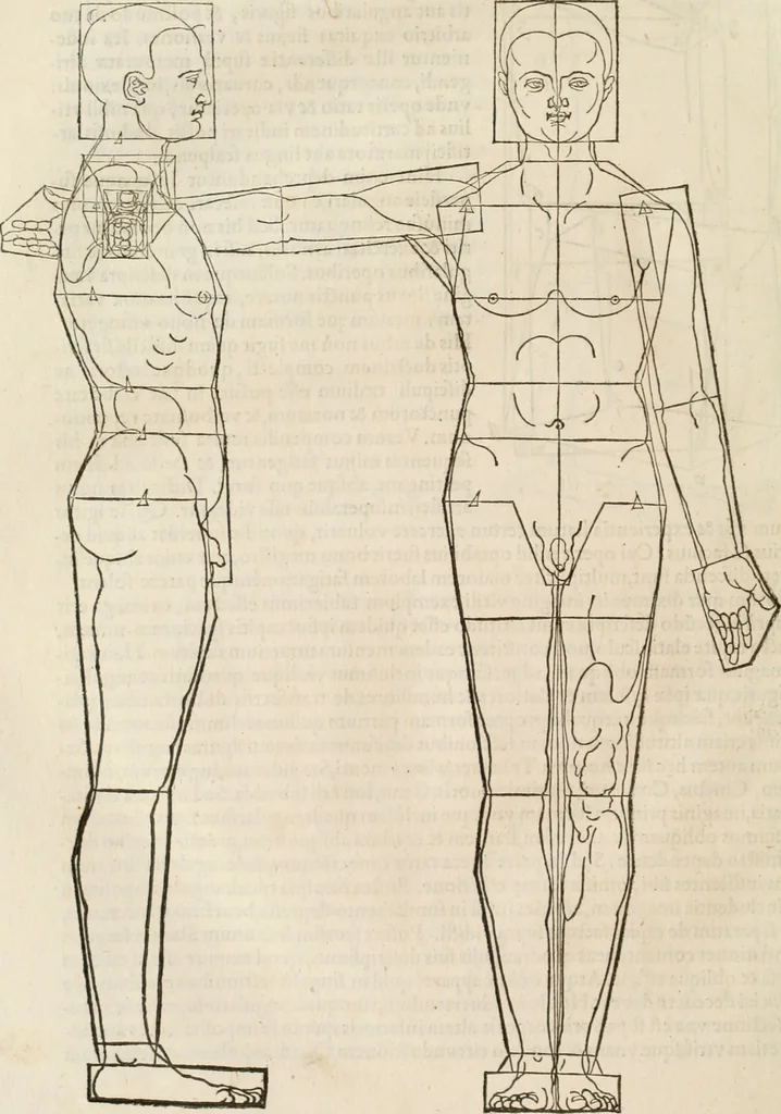 An illustration from Alberti Dvreri clarissimi pictoris et geometrae De symmetria partium humanorum corporum libri quatuor : è germanica lingua in latinam versi, 1557, leaf 233