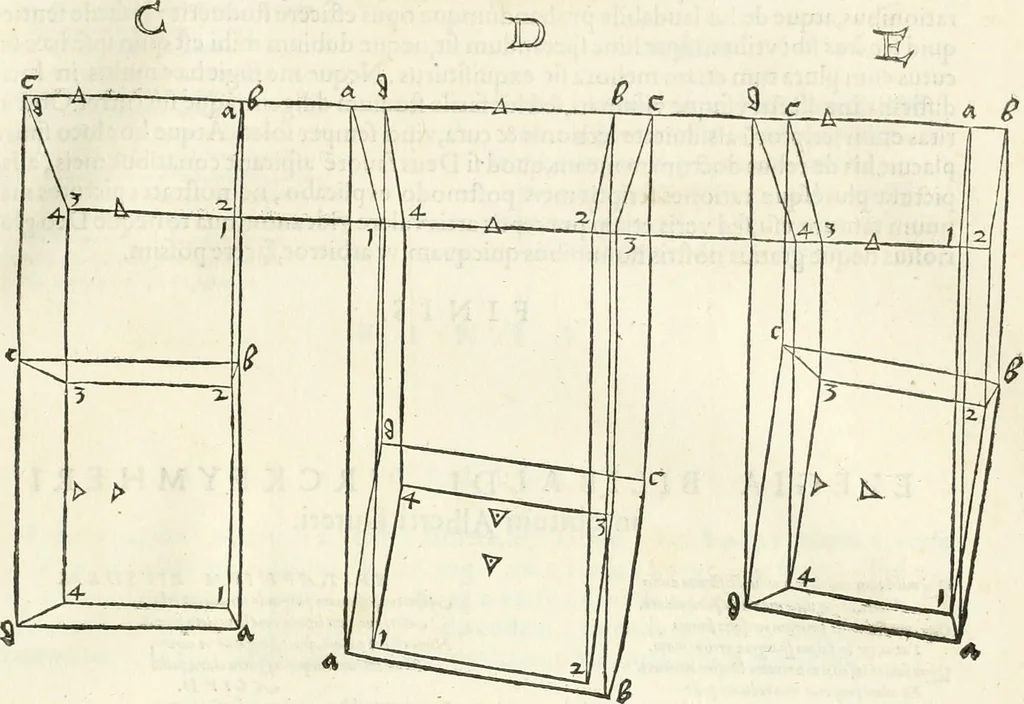 An illustration from Alberti Dvreri clarissimi pictoris et geometrae De symmetria partium humanorum corporum libri quatuor : è germanica lingua in latinam versi, 1557, leaf 242
