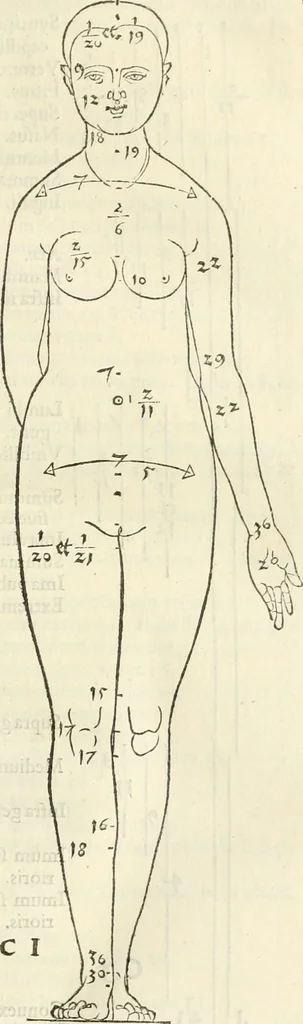 An illustration from Alberti Dvreri clarissimi pictoris et geometrae De symmetria partium humanorum corporum libri quatuor : è germanica lingua in latinam versi, 1557, leaf 32