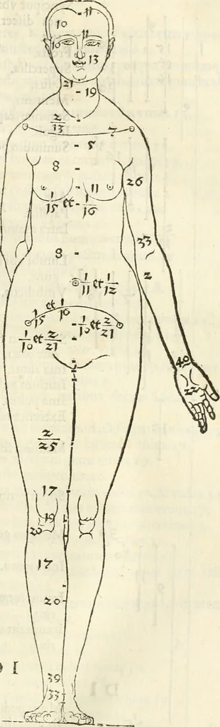 An illustration from Alberti Dvreri clarissimi pictoris et geometrae De symmetria partium humanorum corporum libri quatuor : è germanica lingua in latinam versi, 1557, leaf 40