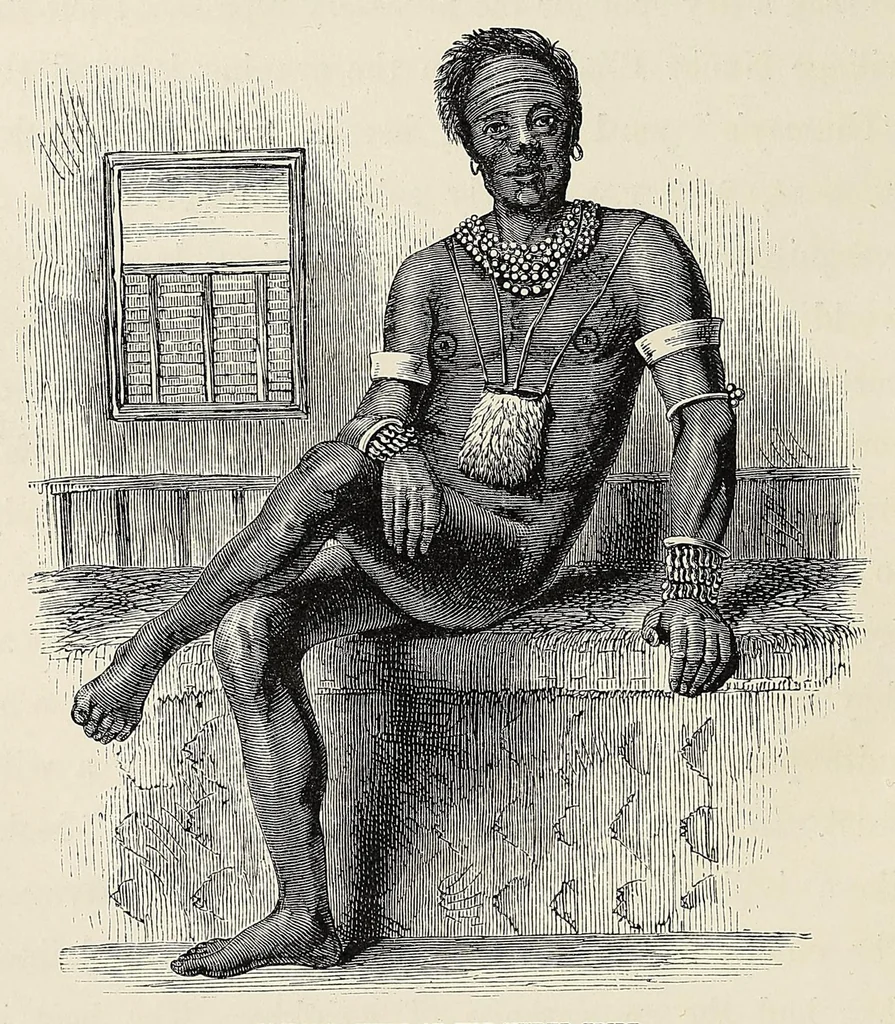 An illustration from The Albert N'yanza : great basin of the Nile, and explorations of the Nile sources, 1866, leaf 108