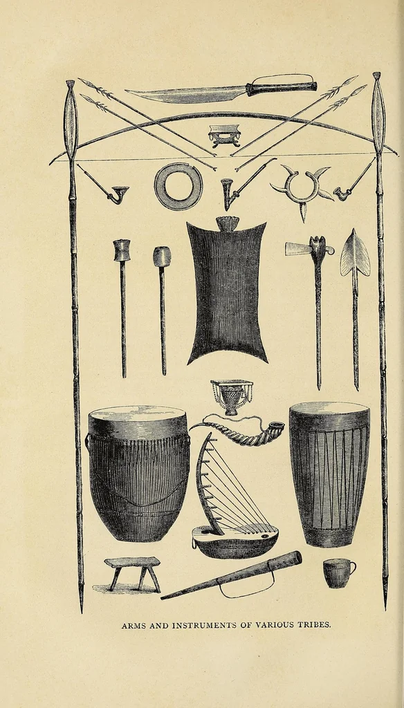 An illustration from The Albert Nyanza, great basin of the Nile, and explorations of the Nile sources, 1866, leaf 36