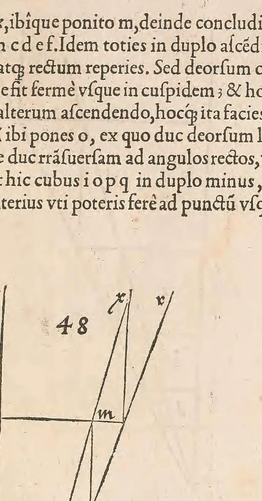 An illustration from Albertus Durerus Nurembergensis pictor huius aetatis celeberrimus, versus è Germanica lingua in Latinam, pictoribus, fabris aerariis ac lignariis, lapicidis, statuariis, & vniuersis demum qui circino, gnomone, libella, aut alioqui certa mensura opera sua examinant, propè necessarius, adeò exactè quatuor his suaru[m] Institutionum geometricarum libris, lineas, superficies & solida corpora tractauit, adhibitis designationibus ad eam rem accommodatissimis : denuo ad scripti exemplaris fidem omnia diligenter recognita, emendatius iam in lucem exeunt, 1535, leaf 191