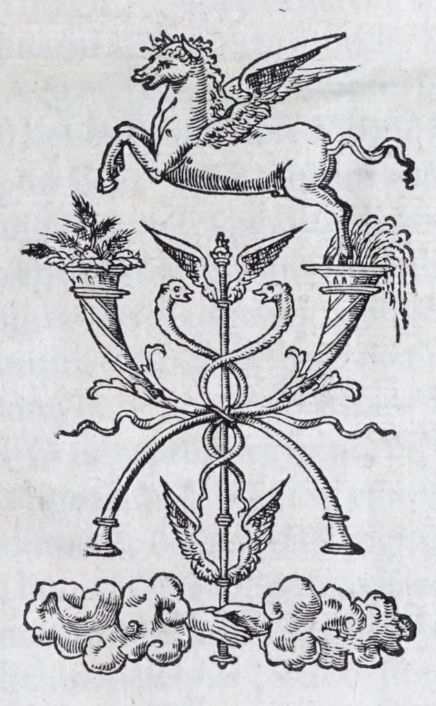 An illustration from Albertvs Dvrervs Nvrembergensis pictor hvivs aetatis celeberrimus, versus è Germanica lingua in Latinam : pictoribus, fabris aerariis ac lignariis, lapicidis, statuariis, & vniuersis demum qui circino, gnomone, libella, aut alioqui certa mensura opera sua examinant, propè necessarius, adeò exactè : quatuor his suaru[m] Institutionum geometricarum libris, lineas, superficies & solida corpora tractauit, adhibitis designationibus ad eam rem accommodatissimis : denuo ad scripti exemplaris fidem omnia diligenter recognita, emendatius iam in lucem exeunt, 1535, leaf 5