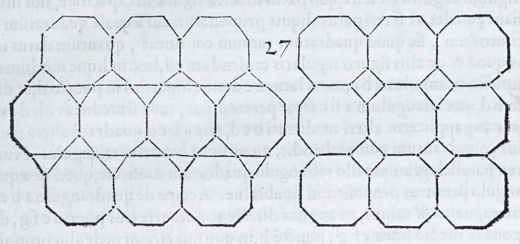 An illustration from Albertvs Dvrervs Nvrembergensis pictor hvivs aetatis celeberrimus, versus è Germanica lingua in Latinam : pictoribus, fabris aerariis ac lignariis, lapicidis, statuariis, & vniuersis demum qui circino, gnomone, libella, aut alioqui certa mensura opera sua examinant, propè necessarius, adeò exactè : quatuor his suaru[m] Institutionum geometricarum libris, lineas, superficies & solida corpora tractauit, adhibitis designationibus ad eam rem accommodatissimis : denuo ad scripti exemplaris fidem omnia diligenter recognita, emendatius iam in lucem exeunt, 1535, leaf 79