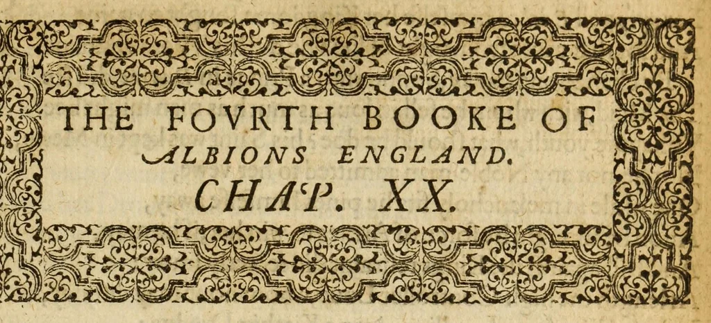 An illustration from Albions England : a continued historie of the same kingdome, from the originals of the first inhabitants thereof : with most the chiefe alterations and accidents theare hapning, vnto, and in the happie raigne of our now most gracious soueraigne, Queene Elizabeth : not barren in varietie of inuentiue and historicall intermixtures, 1602, leaf 117
