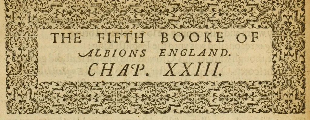 An illustration from Albions England : a continued historie of the same kingdome, from the originals of the first inhabitants thereof : with most the chiefe alterations and accidents theare hapning, vnto, and in the happie raigne of our now most gracious soueraigne, Queene Elizabeth : not barren in varietie of inuentiue and historicall intermixtures, 1602, leaf 137