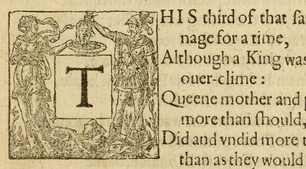 An illustration from Albions England : a continued historie of the same kingdome, from the originals of the first inhabitants thereof : with most the chiefe alterations and accidents theare hapning, vnto, and in the happie raigne of our now most gracious soueraigne, Queene Elizabeth : not barren in varietie of inuentiue and historicall intermixtures, 1602, leaf 161