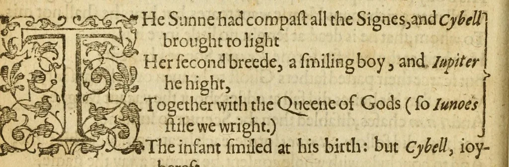 An illustration from Albions England : a continued historie of the same kingdome, from the originals of the first inhabitants thereof : with most the chiefe alterations and accidents theare hapning, vnto, and in the happie raigne of our now most gracious soueraigne, Queene Elizabeth : not barren in varietie of inuentiue and historicall intermixtures, 1602, leaf 28