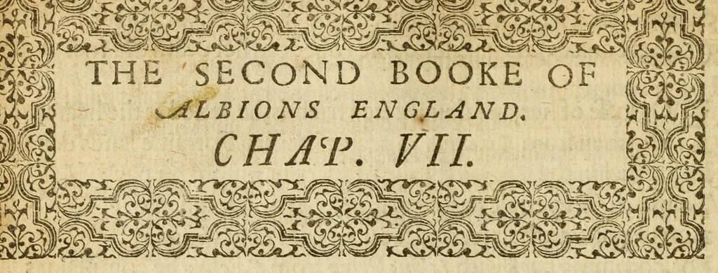 An illustration from Albions England : a continued historie of the same kingdome, from the originals of the first inhabitants thereof : with most the chiefe alterations and accidents theare hapning, vnto, and in the happie raigne of our now most gracious soueraigne, Queene Elizabeth : not barren in varietie of inuentiue and historicall intermixtures, 1602, leaf 50