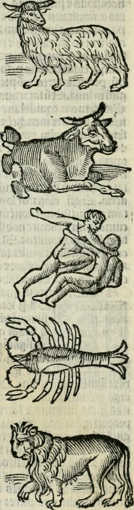 An illustration from Albumasar, De magnis [con]iunctionibus, anno[rum] reuolutio[n]ibus, ac eo[rum] profectionibus octo [con]tines tractatus, 1515, leaf 103