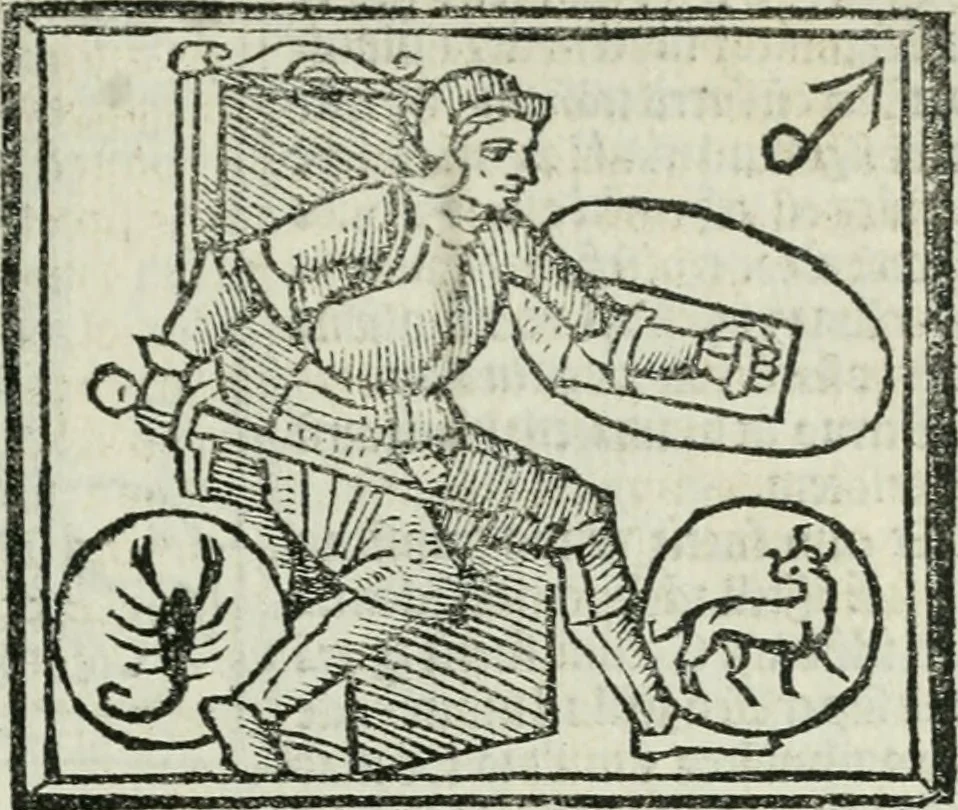An illustration from Albumasar, De magnis [con]iunctionibus, anno[rum] reuolutio[n]ibus, ac eo[rum] profectionibus octo [con]tines tractatus, 1515, leaf 132