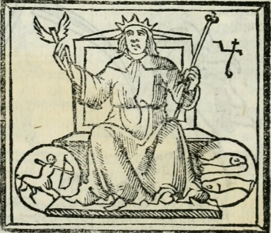 An illustration from Albumasar, De magnis [con]iunctionibus, anno[rum] reuolutio[n]ibus, ac eo[rum] profectionibus octo [con]tines tractatus, 1515, leaf 135