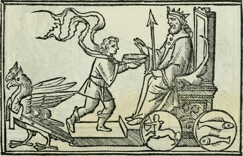 An illustration from Albumasar, De magnis [con]iunctionibus, anno[rum] reuolutio[n]ibus, ac eo[rum] profectionibus octo [con]tines tractatus, 1515, leaf 140