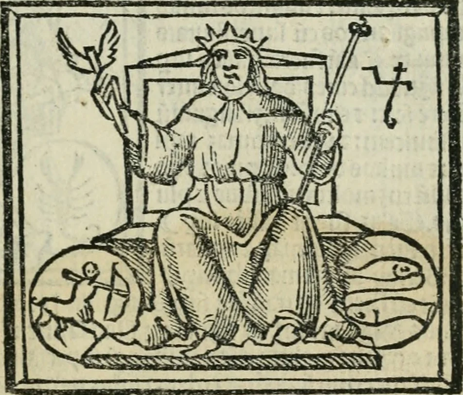 An illustration from Albumasar, De magnis [con]iunctionibus, anno[rum] reuolutio[n]ibus, ac eo[rum] profectionibus octo [con]tines tractatus, 1515, leaf 148