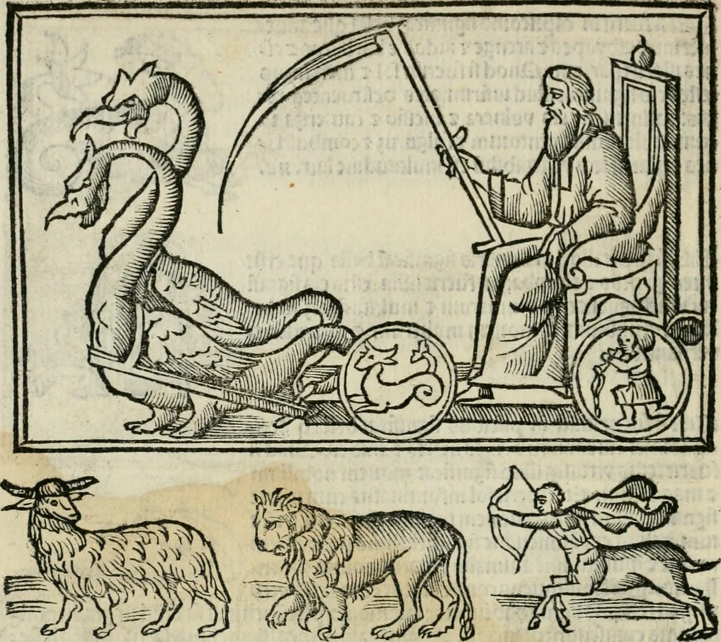 An illustration from Albumasar, De magnis [con]iunctionibus, anno[rum] reuolutio[n]ibus, ac eo[rum] profectionibus octo [con]tines tractatus, 1515, leaf 41
