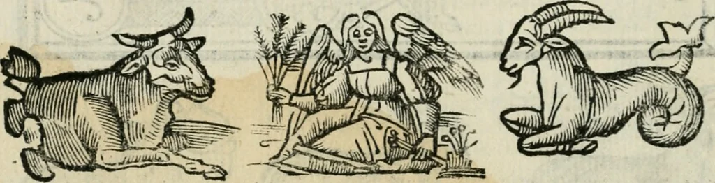 An illustration from Albumasar, De magnis [con]iunctionibus, anno[rum] reuolutio[n]ibus, ac eo[rum] profectionibus octo [con]tines tractatus, 1515, leaf 43