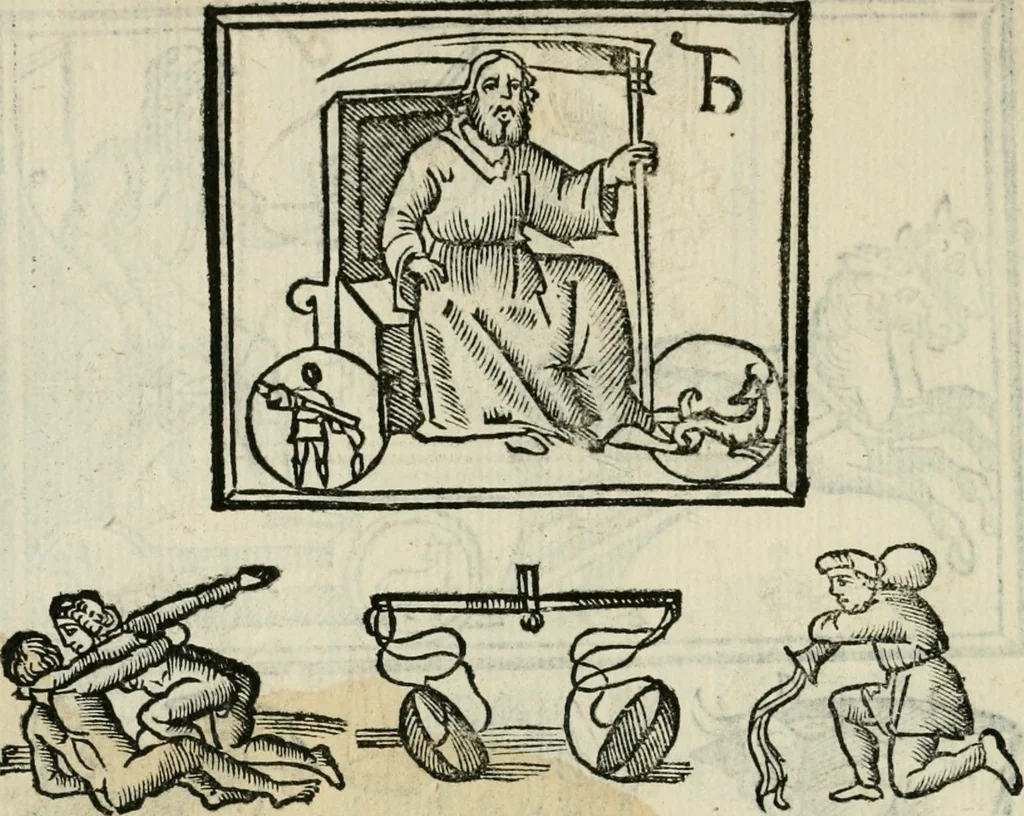 An illustration from Albumasar, De magnis [con]iunctionibus, anno[rum] reuolutio[n]ibus, ac eo[rum] profectionibus octo [con]tines tractatus, 1515, leaf 45