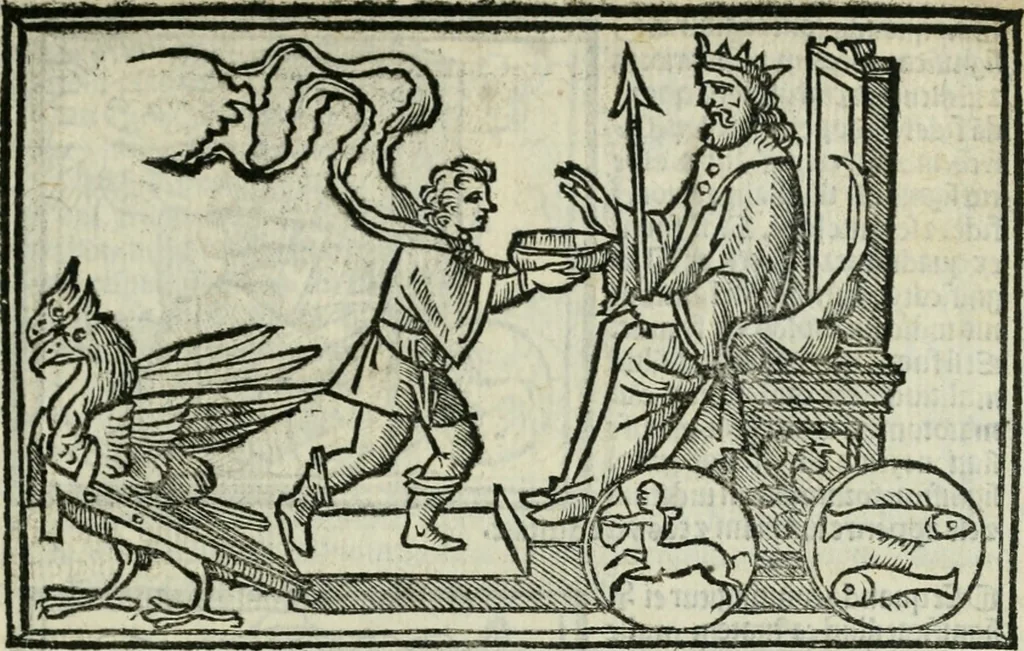 An illustration from Albumasar, De magnis [con]iunctionibus, anno[rum] reuolutio[n]ibus, ac eo[rum] profectionibus octo [con]tines tractatus, 1515, leaf 54