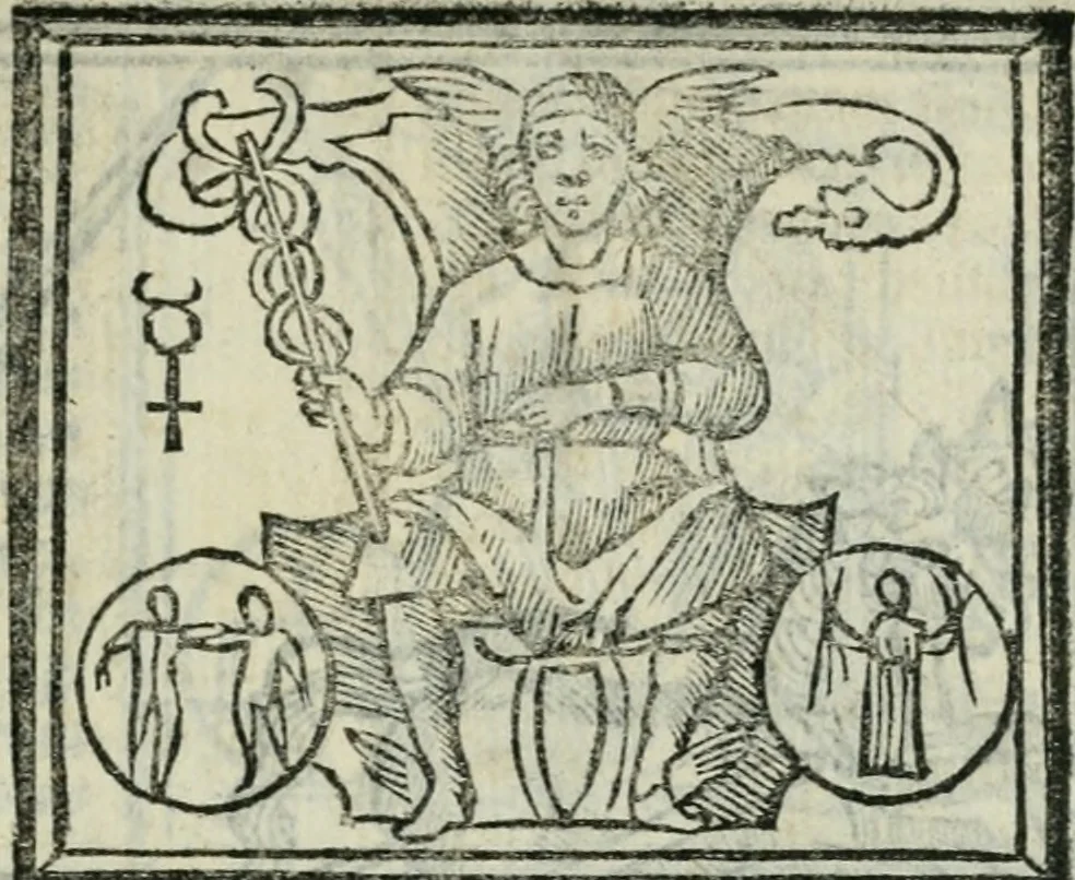 An illustration from Albumasar, De magnis [con]iunctionibus, anno[rum] reuolutio[n]ibus, ac eo[rum] profectionibus octo [con]tines tractatus, 1515, leaf 56