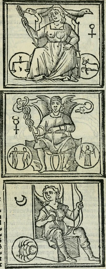An illustration from Albumasar, De magnis [con]iunctionibus, anno[rum] reuolutio[n]ibus, ac eo[rum] profectionibus octo [con]tines tractatus, 1515, leaf 58