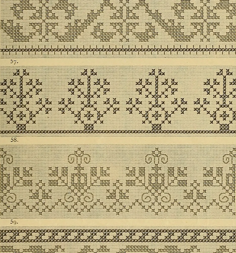 An illustration from Album de broderies au point de croix, 1885, leaf 42