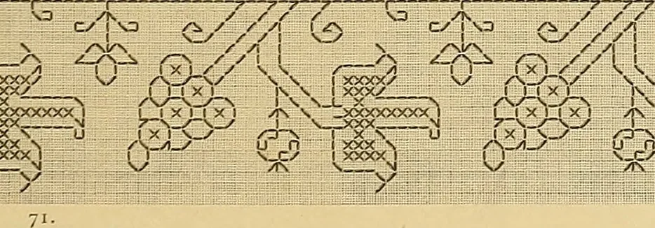 An illustration from Album de broderies au point de croix, 1885, leaf 46