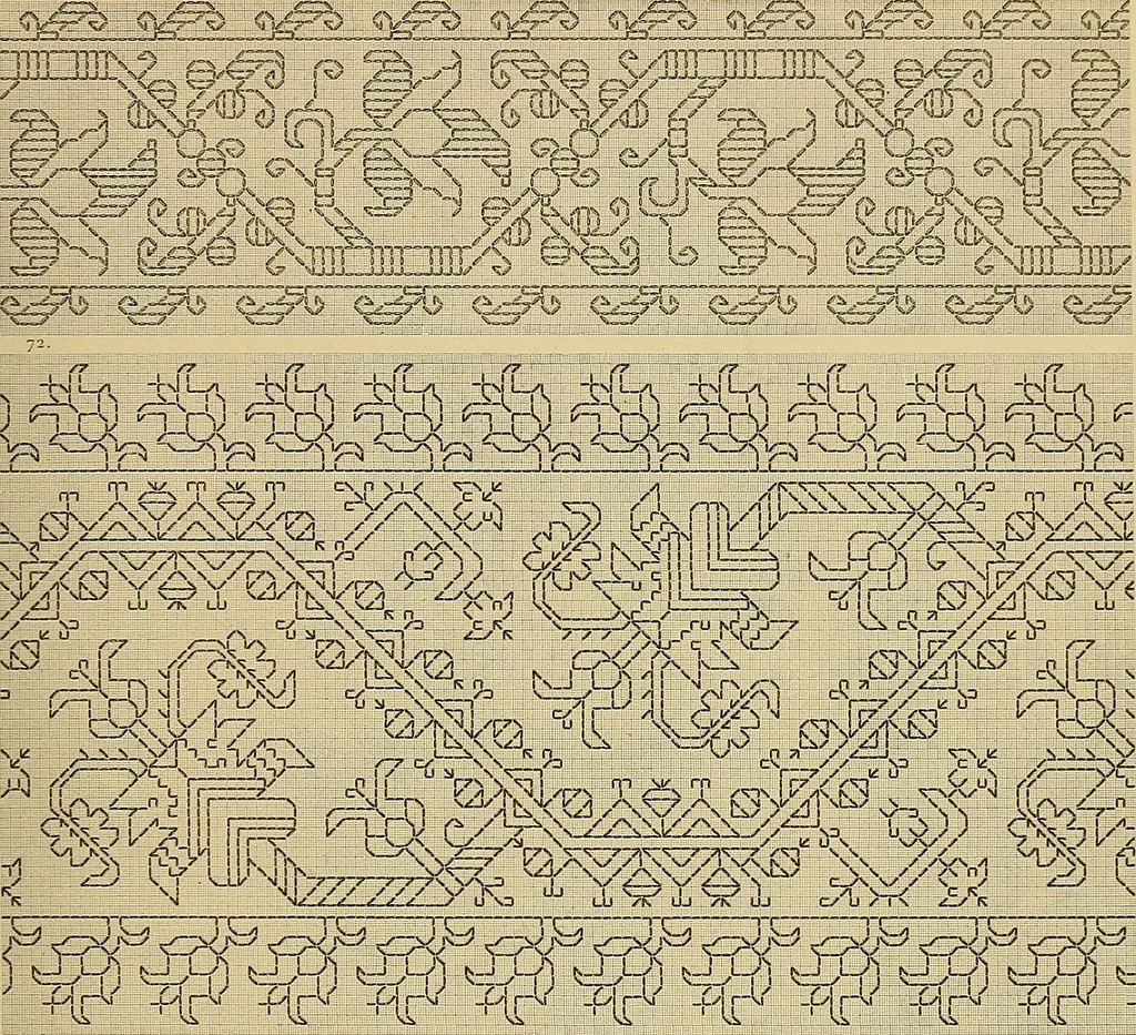 An illustration from Album de broderies au point de croix, 1885, leaf 48