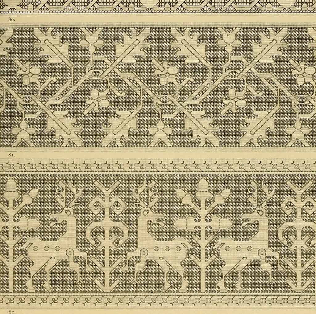 An illustration from Album de broderies au point de croix, 1885, leaf 52