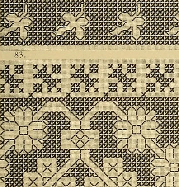 An illustration from Album de broderies au point de croix, 1885, leaf 54