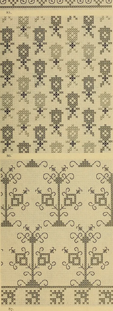 An illustration from Album de broderies au point de croix, 1885, leaf 56