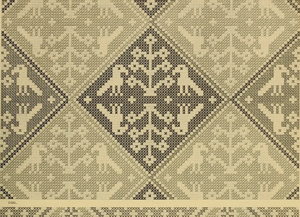 An illustration from Album de broderies au point de croix, 1885, leaf 64