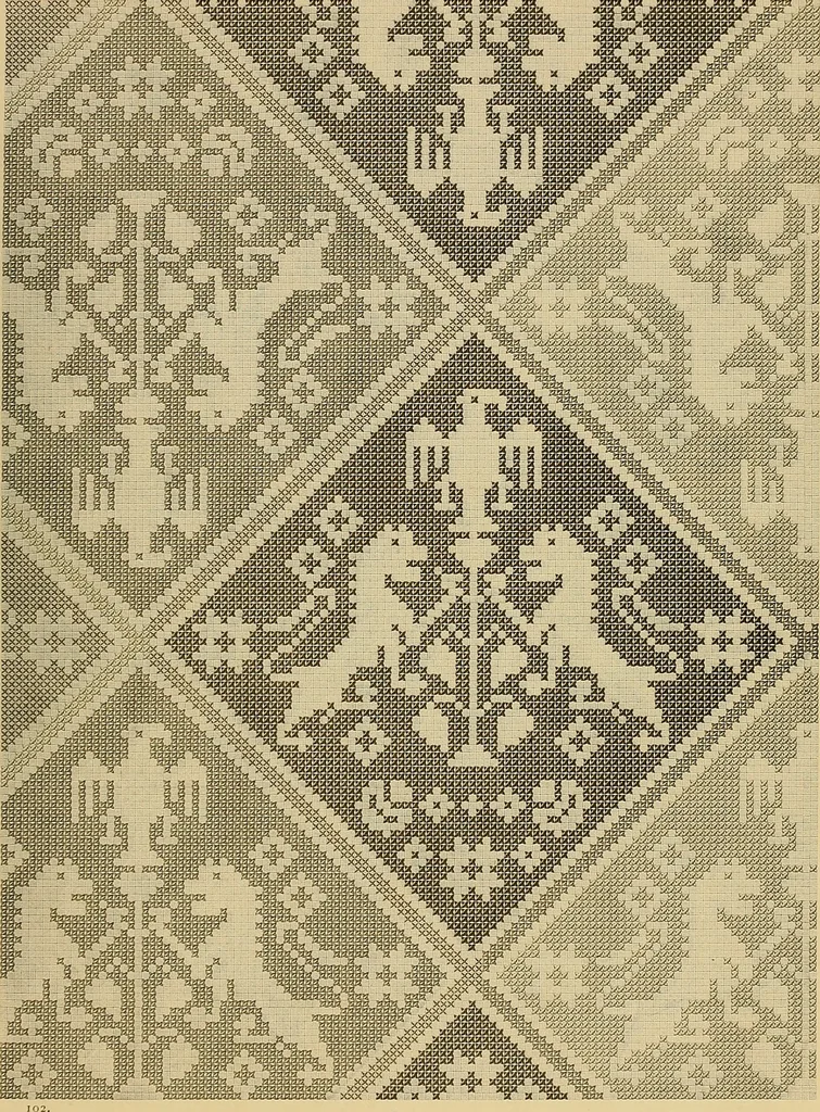 An illustration from Album de broderies au point de croix, 1885, leaf 66