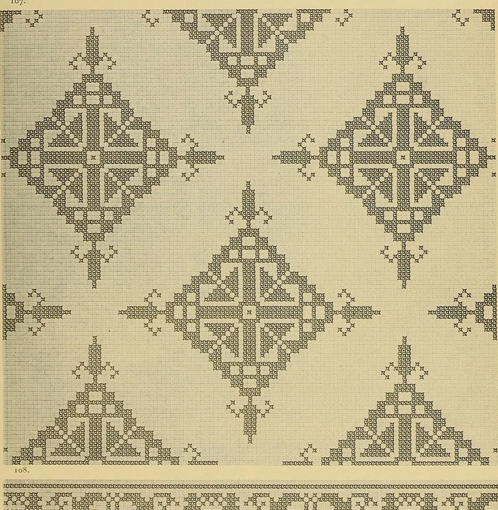 An illustration from Album de broderies au point de croix, 1885, leaf 72