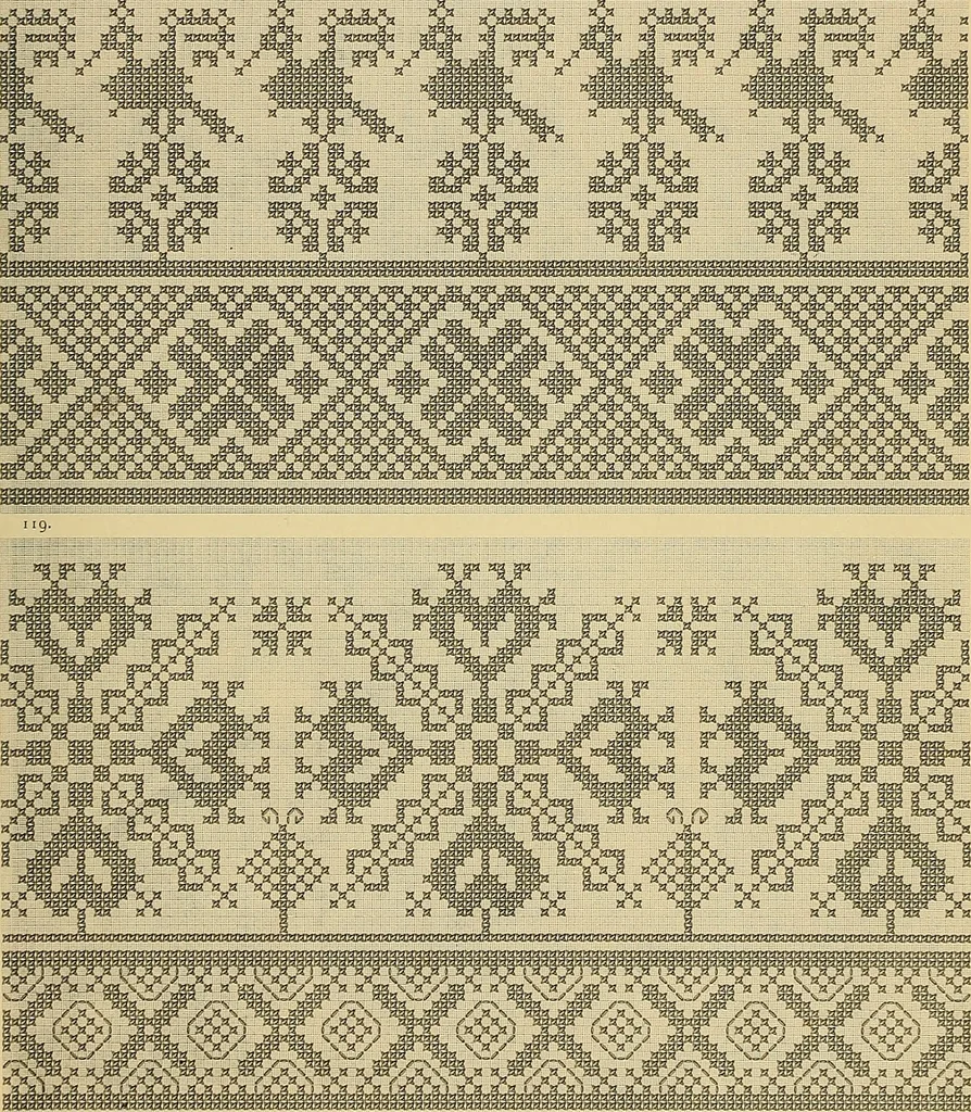 An illustration from Album de broderies au point de croix, 1885, leaf 80