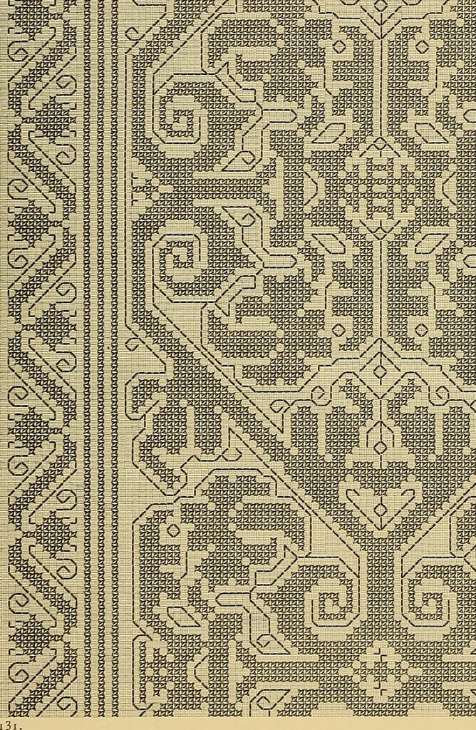 An illustration from Album de broderies au point de croix, 1885, leaf 90