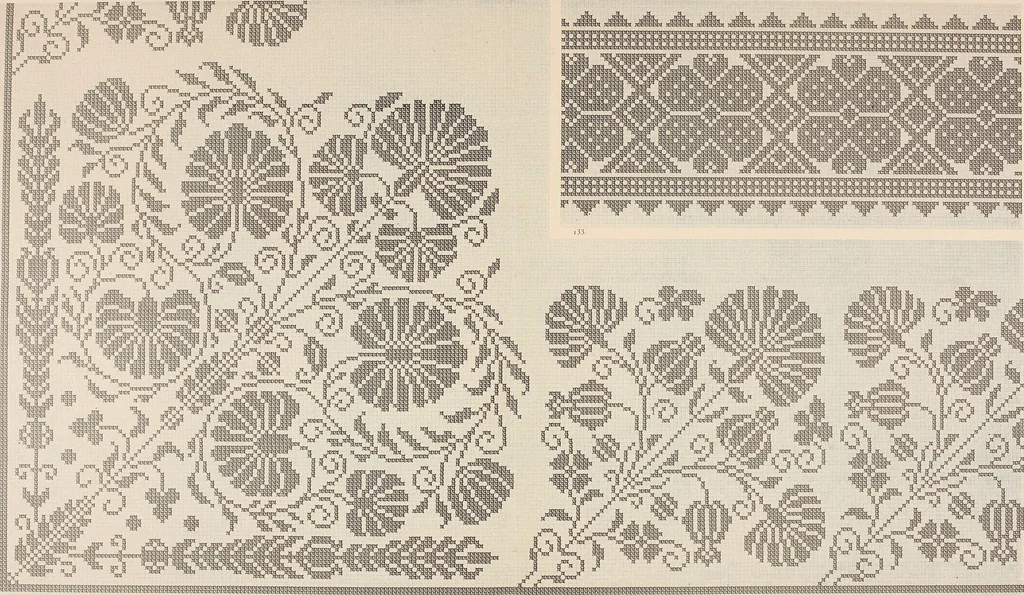 An illustration from Album de broderies au point de croix, 1885, leaf 94