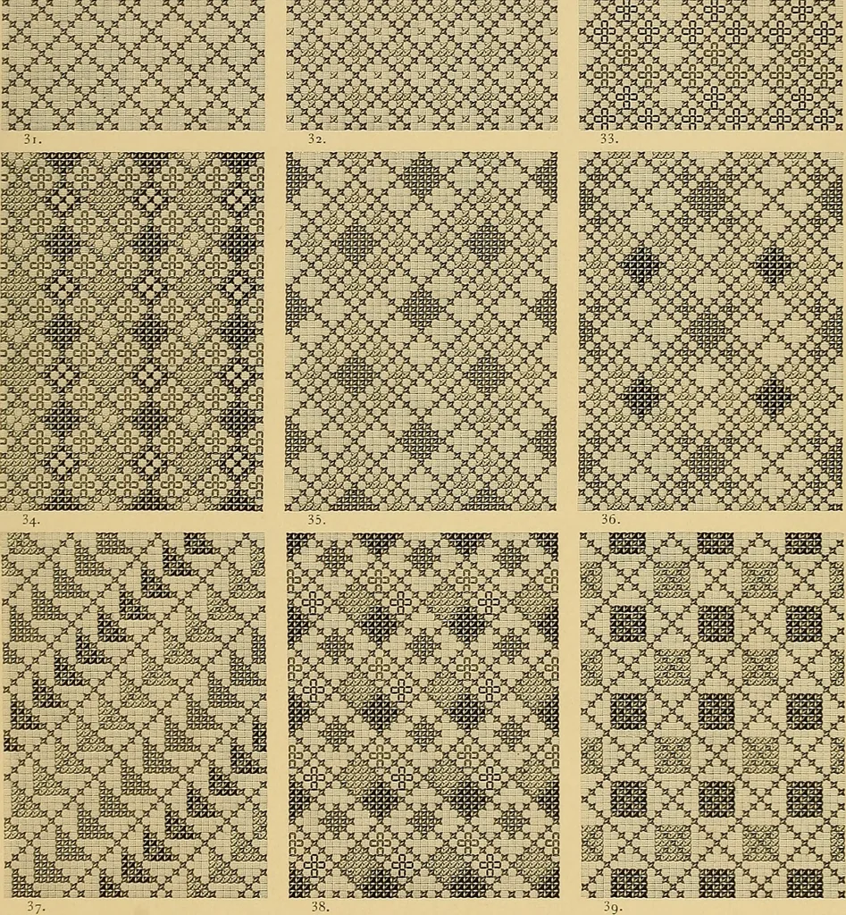 An illustration from Album de broderies au point de croix, 1885, leaf 12