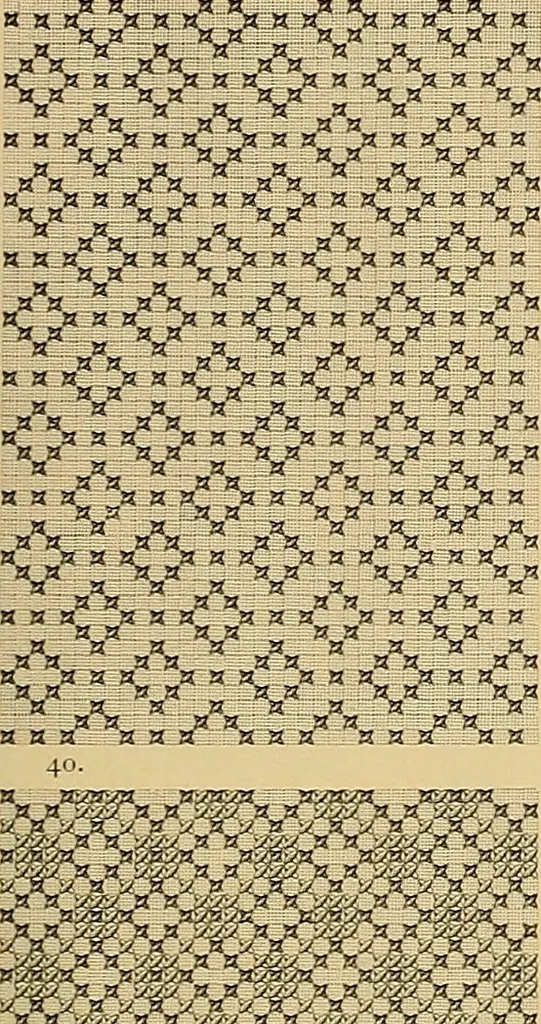 An illustration from Album de broderies au point de croix, 1885, leaf 14