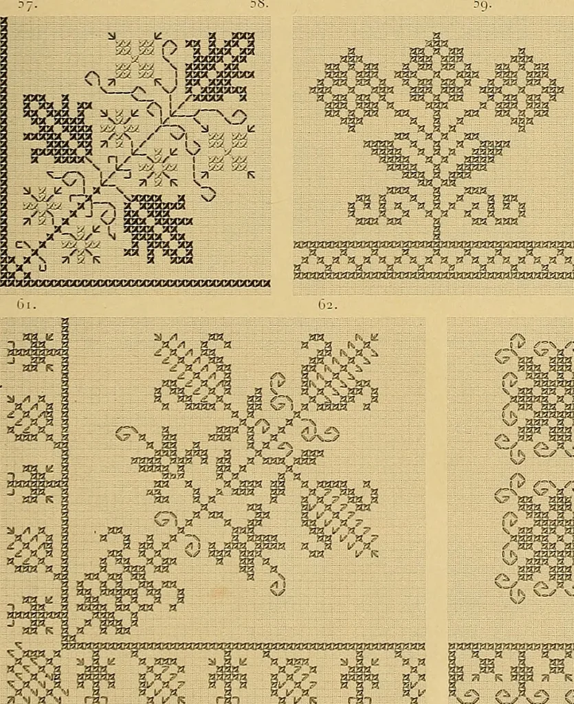 An illustration from Album de broderies au point de croix, 1885, leaf 16