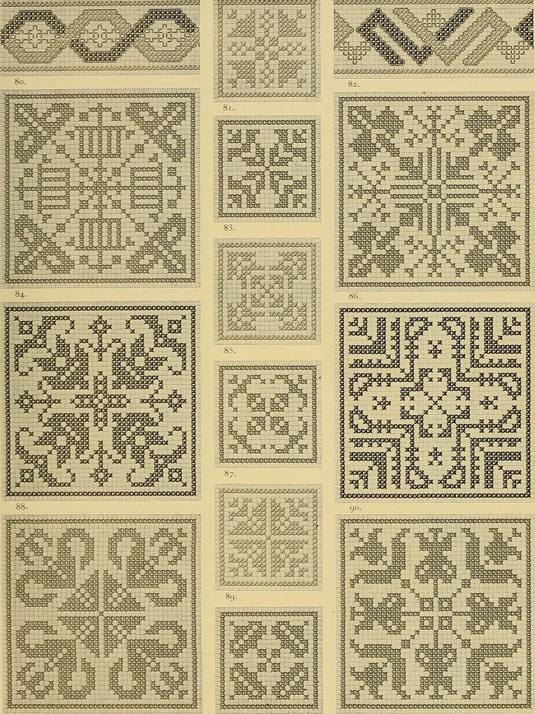 An illustration from Album de broderies au point de croix, 1885, leaf 20