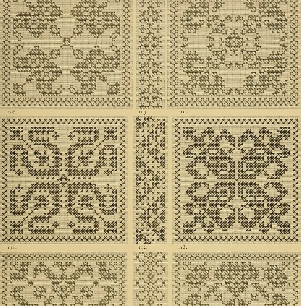 An illustration from Album de broderies au point de croix, 1885, leaf 24