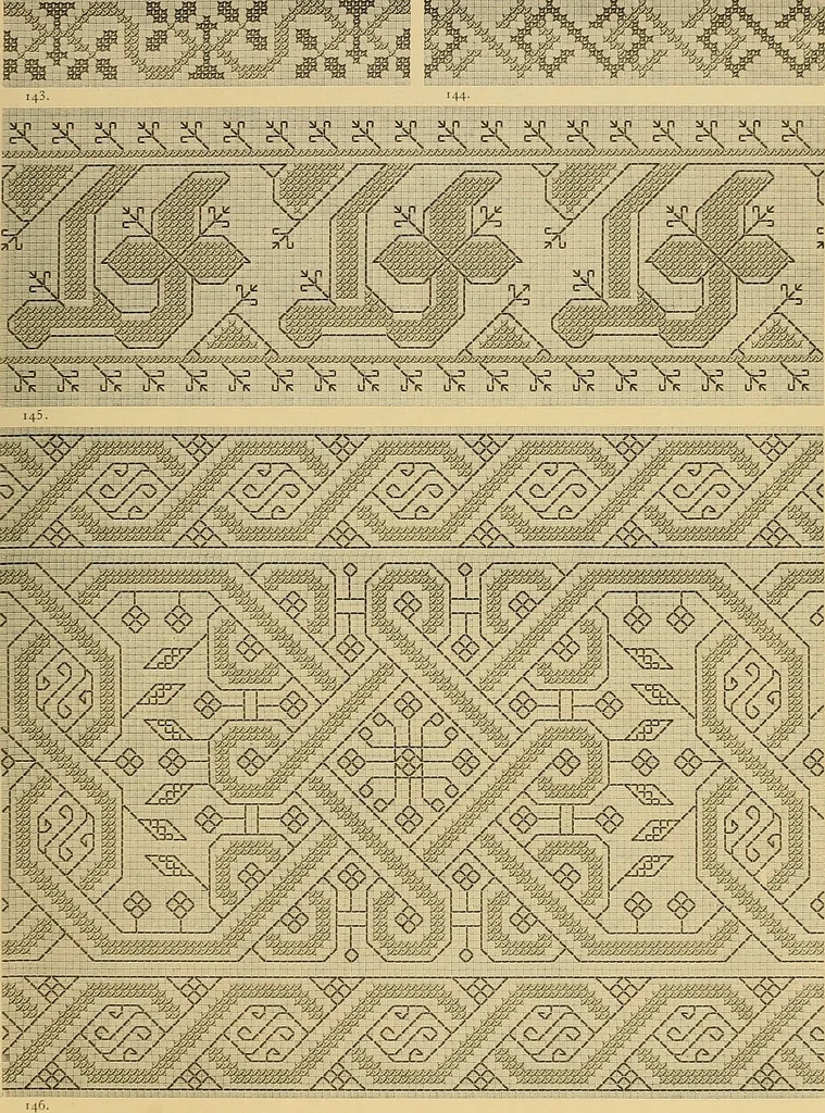 An illustration from Album de broderies au point de croix, 1885, leaf 36