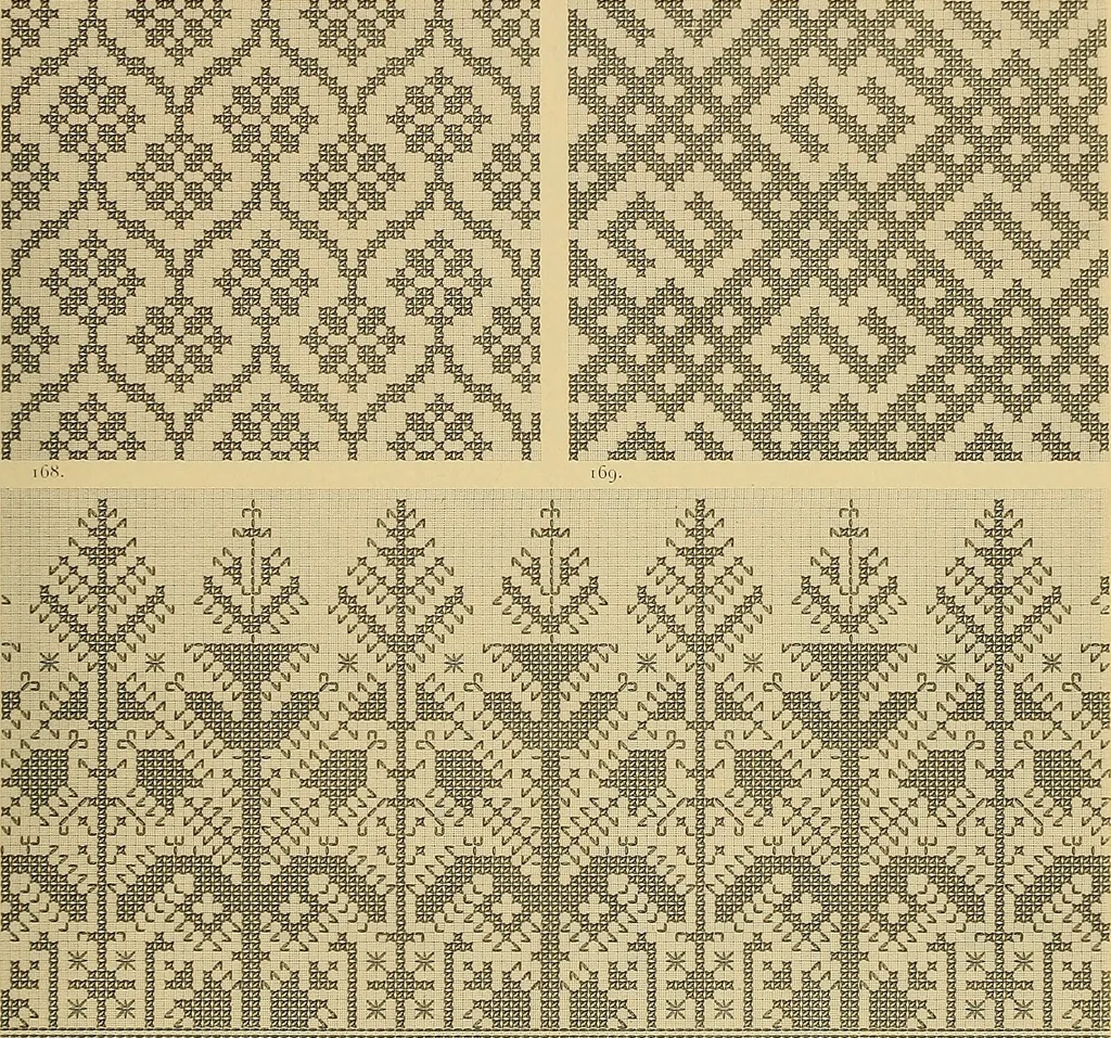 An illustration from Album de broderies au point de croix, 1885, leaf 48