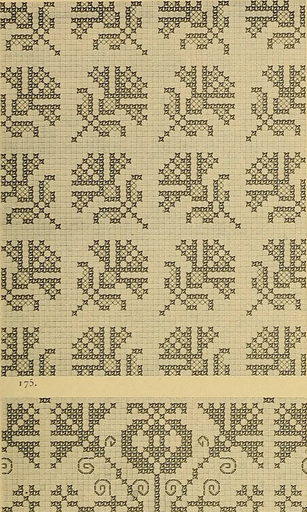 An illustration from Album de broderies au point de croix, 1885, leaf 52