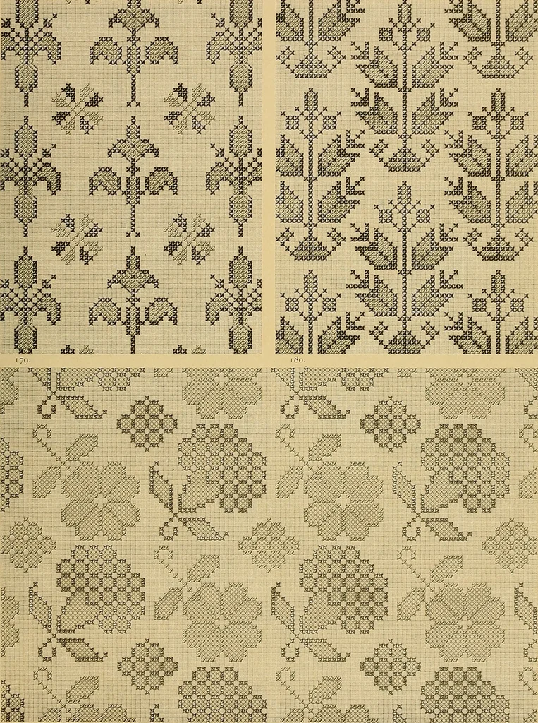 An illustration from Album de broderies au point de croix, 1885, leaf 54