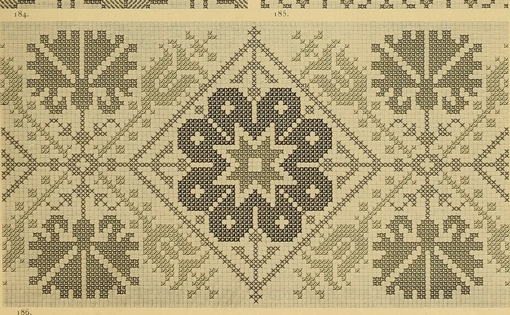 An illustration from Album de broderies au point de croix, 1885, leaf 56