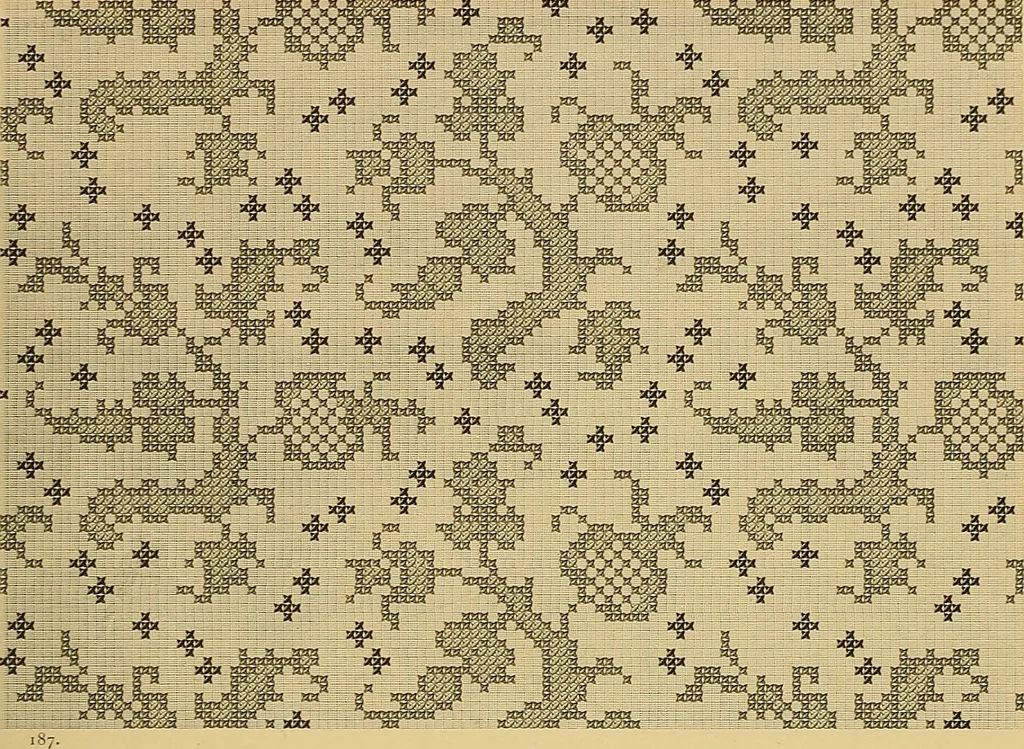 An illustration from Album de broderies au point de croix, 1885, leaf 58
