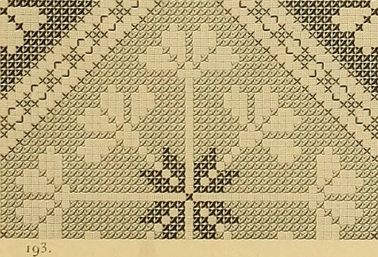 An illustration from Album de broderies au point de croix, 1885, leaf 62